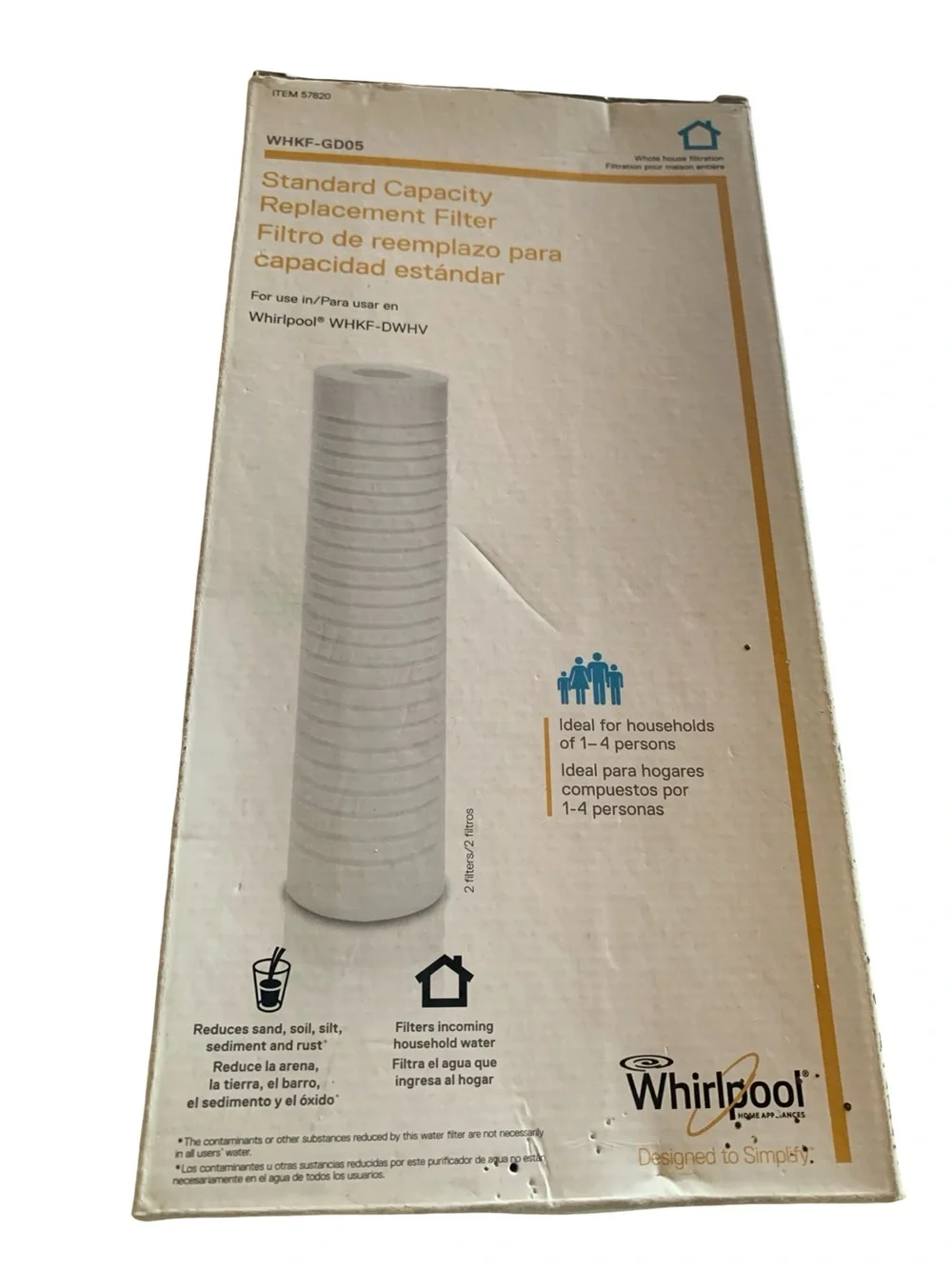 Whirlpool WHKF-GD05 Whole House Water Filter 2 Pack NIB Standard Capacity
